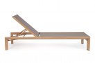 Aluminiowy leżak ogrodowy SKIPPER drewnopodna powłoka brązowa tekstylina bizzotto