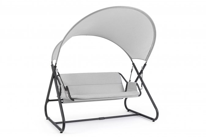 Huśtawka ogrodowa nowoczesna ARKELL siatkowy półokragły daszek