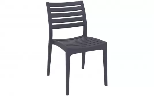 Grafitowe sztaplowane krzesło ogrodowe z polipropyleny ARES 