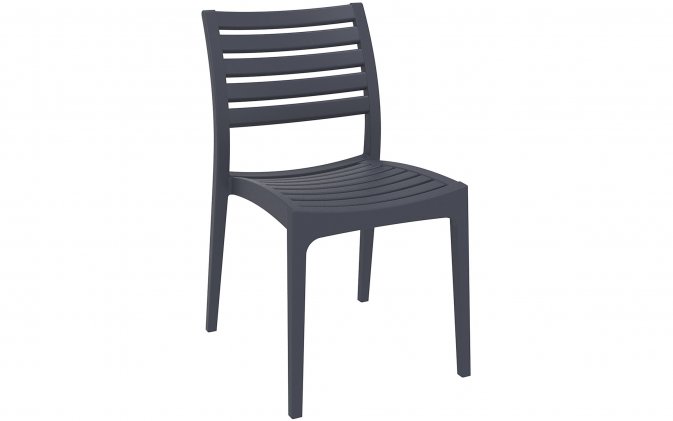 Grafitowe sztaplowane krzesło ogrodowe z polipropyleny ARES