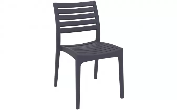 Grafitowe sztaplowane krzesło ogrodowe z polipropyleny ARES 