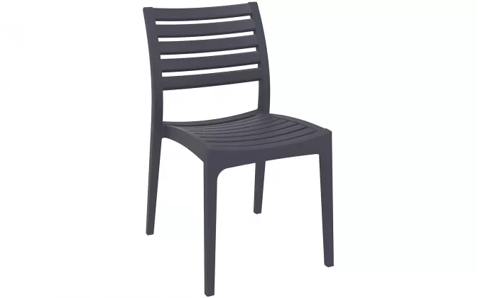 Grafitowe sztaplowane krzesło ogrodowe z polipropyleny ARES 