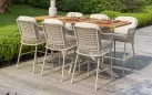 Stół ogrodowy barowy nogi krzyżowe beżowe PRADO 4SO blat teak 
