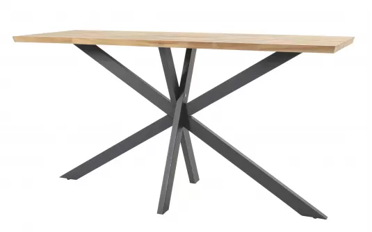 Stół ogrodowy barowy nogi krzyżowe grafitowe PRADO 4SO blat teak 