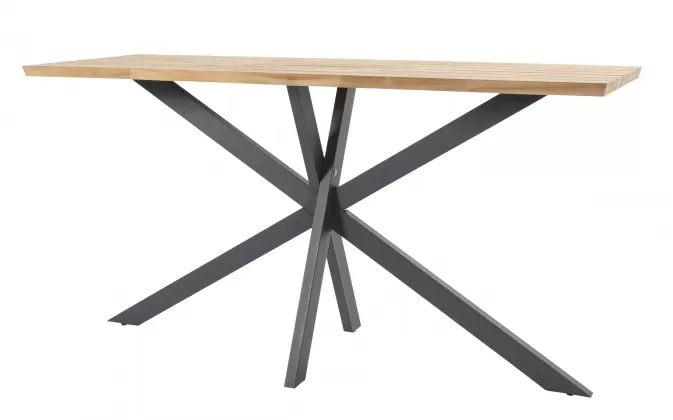 Stół ogrodowy barowy nogi krzyżowe grafitowe PRADO 4SO blat teak 