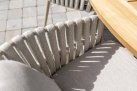Nowoczesne krzesło stołowe EVA beżowe aluminium szare pasy olefin 4so