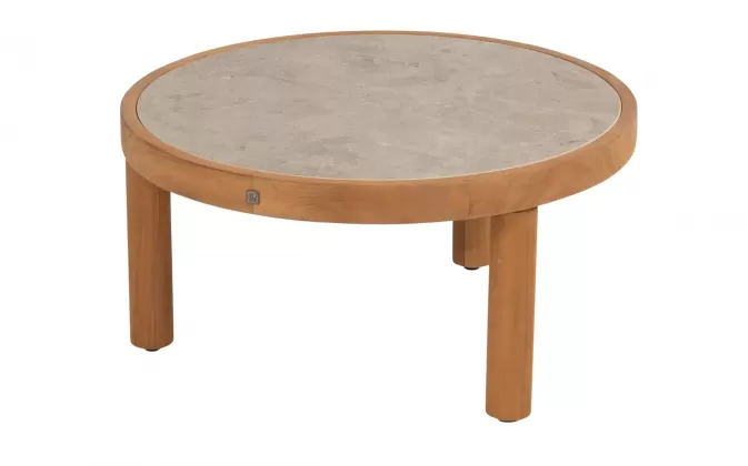 Okrągły stolik kawowy FINN Ø60 teak / blat ceramiczny