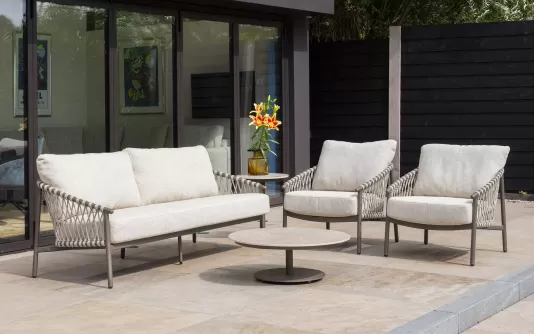 Zestaw wypoczynkowy na taras ALLORA 4SO brązowa konstrukcja lina polipropylenowa