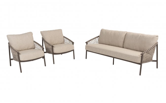 Zestaw wypoczynkowy na taras ALLORA 4SO brązowa konstrukcja lina polipropylenowa