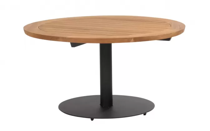 Stół ogrodowy okrągły blat teak na jednej nodze SABA 130 4SO  / noga antracyt