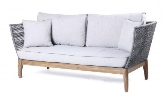 Sofa 3-osobowa PARADO podstawa akacjowa oparcie lina polipropylenowa