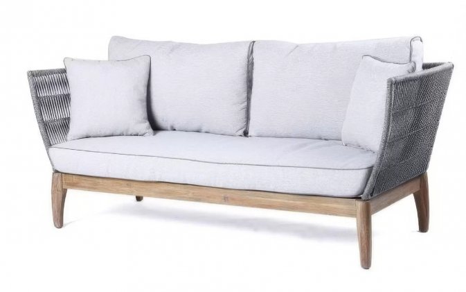 Sofa 3-osobowa PARADO podstawa akacjowa oparcie lina polipropylenowa