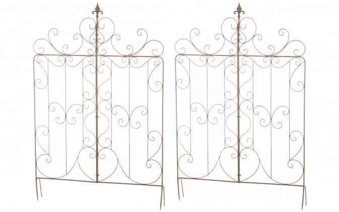 2x Płotek metalowy retro prowansalski ogrodowy wbijany BRĄZOWY ANTYCZNY Mandi