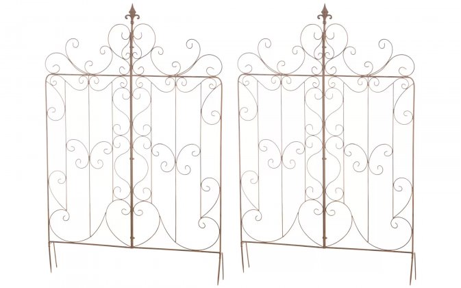 2x Płotek metalowy retro prowansalski ogrodowy wbijany BRĄZOWY ANTYCZNY Mandi