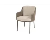 Krzeso obiadowe ogrodowe BERNINI 4SO brązowe nogi i szarobrązowa lina