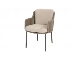 Krzeso obiadowe ogrodowe BERNINI 4SO brązowe nogi i szarobrązowa lina