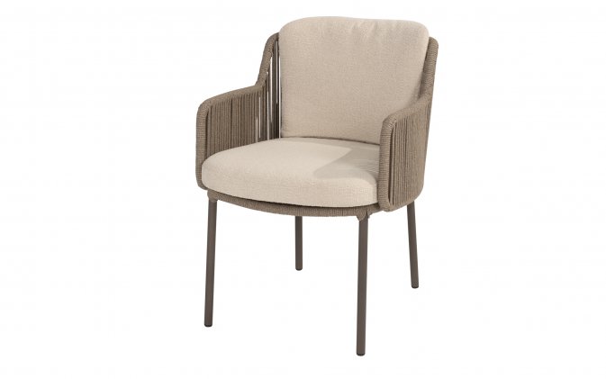 Krzeso obiadowe ogrodowe BERNINI 4SO brązowe nogi i szarobrązowa lina