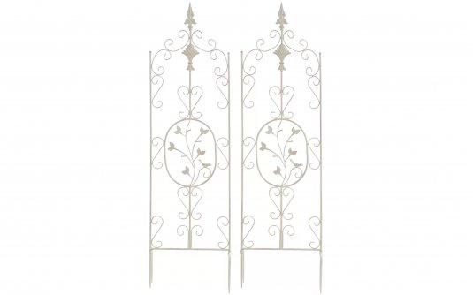 2x kremowy antyczny trelisa ogrodowa z ornamentem wys 105 cm BHURA 