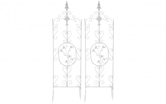 2x Biały antyczny trelisa ogrodowa z ornamentem wys 105 cm BHURA 