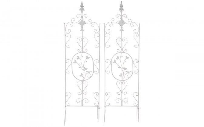 2x Biały antyczny trelisa ogrodowa z ornamentem wys 105 cm BHURA 