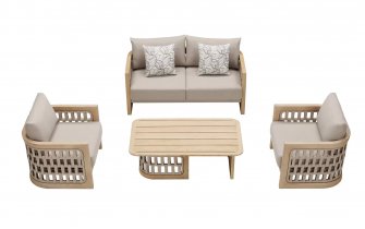 Teakowy nowoczesny komplet wypoczynkowy na taras RIVA Lounge 2-osobowa sofa higold z liną polipropylenową 