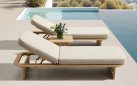 Leżak ogrodowy teak z materacem RIVA Higold / stolik