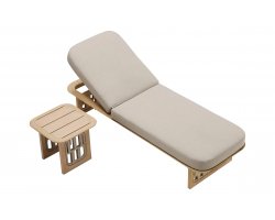 Leżak ogrodowy teak z materacem RIVA Higold / stolik
