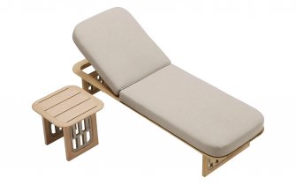 Leżak ogrodowy teak z materacem RIVA Higold / stolik