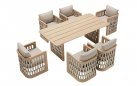 Meble stołowe teakowe RIVA stół 200x100 i 6 krzeseł z poduszkami