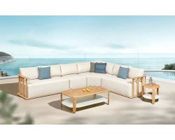 Teakowy narożnik ogrodowy do patio PALLISAD bezowe duszki grube Higold