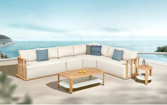 Teakowy narożnik ogrodowy do patio PALLISAD bezowe duszki grube Higold