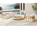 Teakowy zestaw wypoczynkowy do patio PALLISAD Lounge beżowe poduszki grube Higold