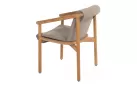 Krzesło ogrodowe do jadalni TESS teak z poduszkami Taupe Materiał Boucle