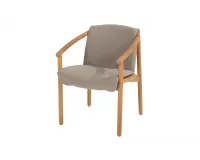 Krzesło ogrodowe do jadalni TESS teak z poduszkami Taupe Materiał Boucle