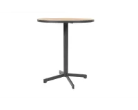 Okrągły sół barowy na jednej nodze FIESTA Ø90 cm blat teak noga antracyt 