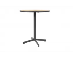 Okrągły sół barowy na jednej nodze FIESTA Ø90 cm blat teak noga antracyt 