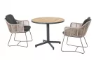 Okrągły stół ogrodowy na jednej nodze FIESTA Ø90 cm blat teak noga antracyt / krzesła Belmond 