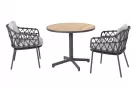 Okrągły stół ogrodowy na jednej nodze FIESTA Ø90 cm blat teak noga antracyt / krzesła Calpi 