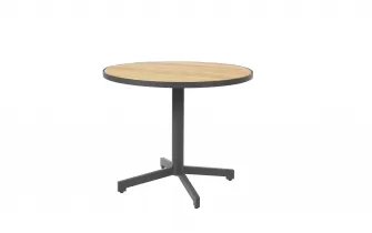 Okrągły stół ogrodowy na jednej nodze FIESTA Ø90 cm blat teak noga antracyt 