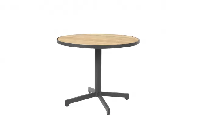 Okrągły stół ogrodowy na jednej nodze FIESTA Ø90 cm blat teak noga antracyt 