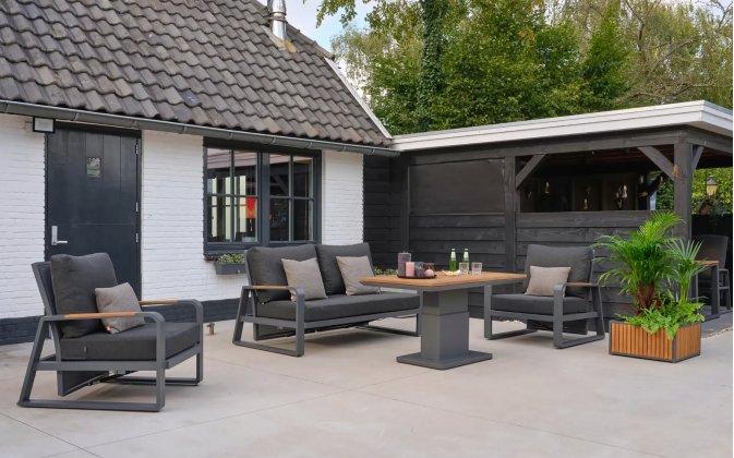 Meble wypoczynkowe sofa 2 fotele aluminiowe grafitowe MONTANA Life