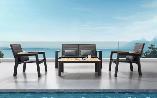 Komplet wypoczynkowy na taras aluminiowy szary GENEVA Higold