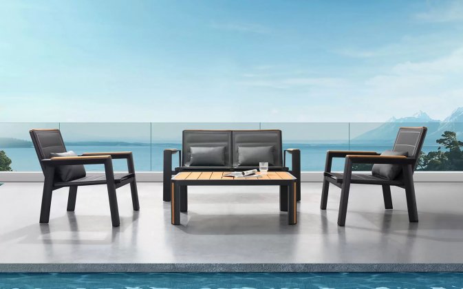 Komplet wypoczynkowy na taras aluminiowy szary GENEVA Higold