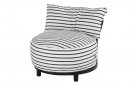 Okrągły fotel ogrodowy pasy czarno-białe Sunbrella EMMA Hartman 
