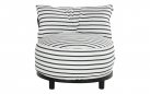 Okrągły fotel ogrodowy pasy czarno-białe Sunbrella EMMA Hartman 