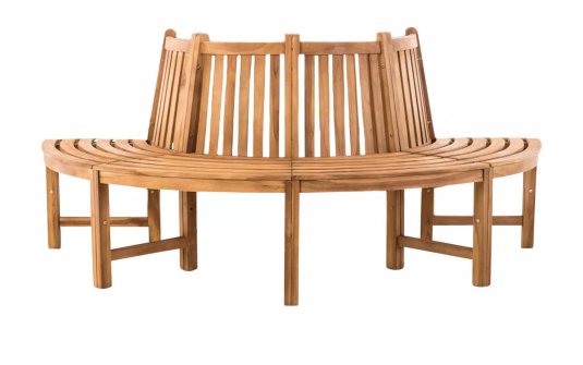 Półokrągła ławka ogrodowa z drewna teakowego LEMM średnica 200 cm