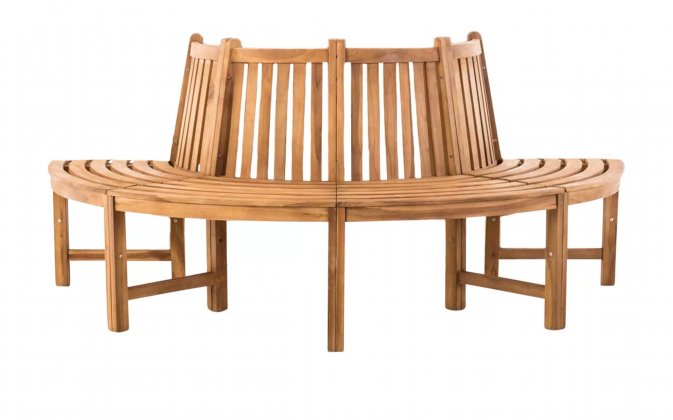 Półokrągła ławka ogrodowa z drewna teakowego LEMM średnica 200 cm