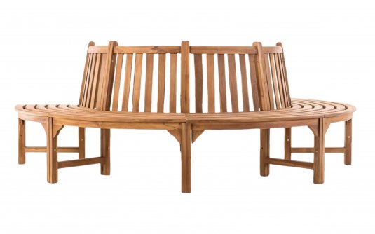 Półokrągła ławka ogrodowa z drewna teakowego LEMM średnica 250 cm