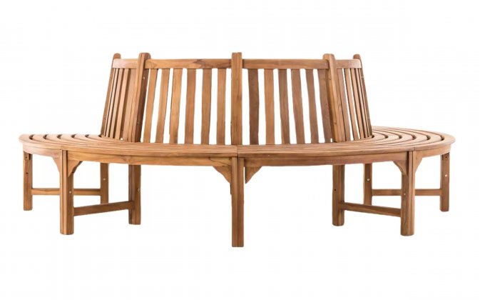 Półokrągła ławka ogrodowa z drewna teakowego LEMM średnica 250 cm