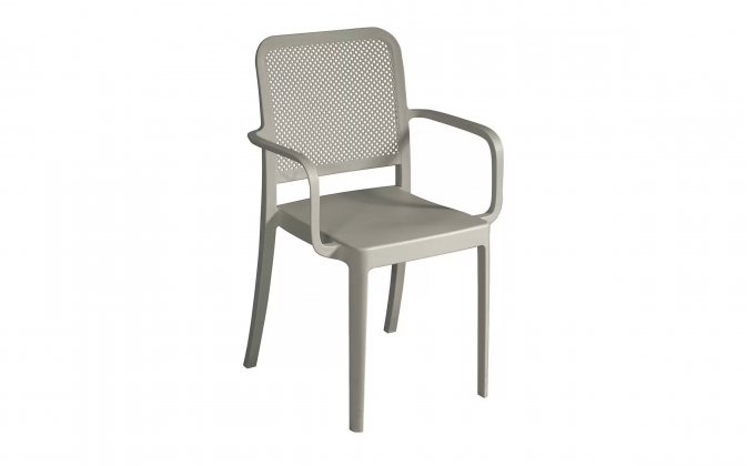 Beżowe krzesło z podłokietnikami CATANIA z poliporpylenu